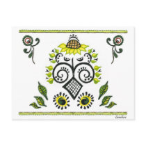 Sunflower Folk Pattern by Alexandra Cook Postcards