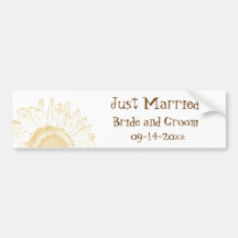 Sunflower Graphic Just Married Bumper Sticker