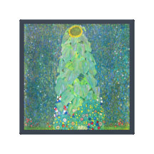 Sunflower, Gustav Klimt Vintage Floral Art Nouveau Gallery Wrap Canvas
