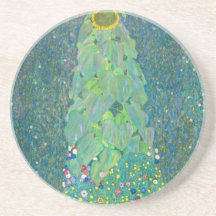 Sunflower, Gustav Klimt Vintage Floral Art Nouveau Coaster