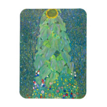 Sunflower, Gustav Klimt Vintage Floral Art Nouveau Rectangular Magnet
