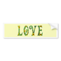 Sunflower Hippy Love Bumper Stickers