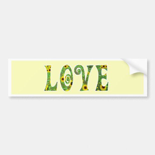 Sunflower Hippy Love Bumper Stickers