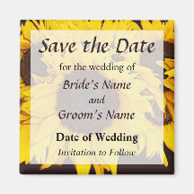 Sunflower Medallion Save the Date Refrigerator Magnet