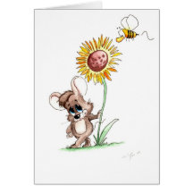 Sunflower Mouse Greeting Card
