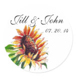 Sunflower Names Date Wedding Favour Stickers