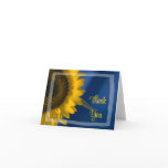 Sunflower on Blue Thank You Note Card