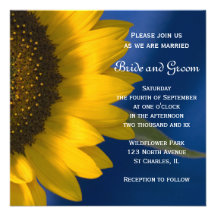 Sunflower on Blue Wedding Invitation