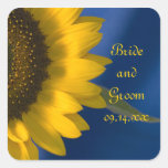 Sunflower on Blue Wedding Stickers