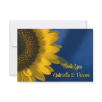 Sunflower on Blue Wedding Thank You Notes - Flat
