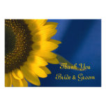 Sunflower on Blue Wedding Thank You Notes - Flat Personalized Invitations