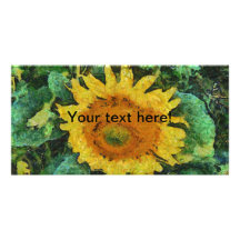 Sunflower painting personalised photo card