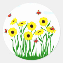 Sunflower Patch and Butterflies Sticker