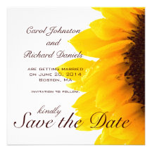 Sunflower Photo Floral Save the Date Cards Personalised Invitations