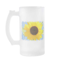 Sunflower Picture Frosted Beer Mug