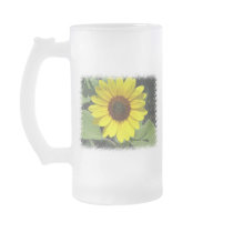 Sunflower Plant Frosted Beer Mug