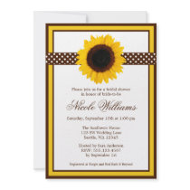 Sunflower Polka Dots Bridal Shower Custom Invites