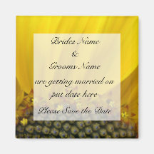 Sunflower Print Save The Date Magnet