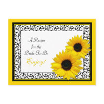 Sunflower Recipe Card for the Bride to Be