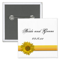 Sunflower Ribbon Wedding Button