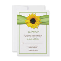 Sunflower Ribbon Wedding Response Card