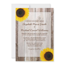 Sunflower Rustic Barn Wood Wedding Invitations