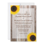 Sunflower Rustic Barn Wood Wedding Invitations