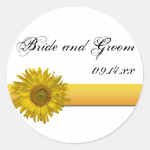 Sunflower Stripe Wedding Envelope Seals Stickers