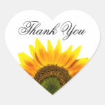 Sunflower thank you envelope or favour seals heart sticker