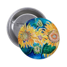Sunflower Watercolor Art Pins