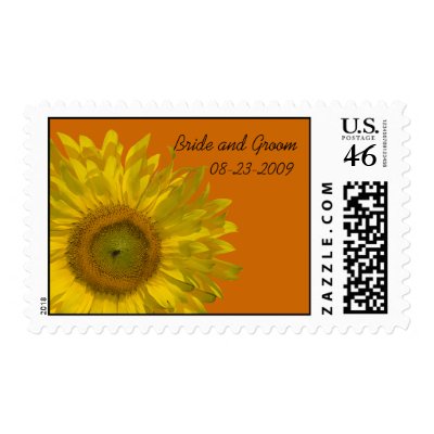 Sunflower Wedding Postage Stamp by loraseverson