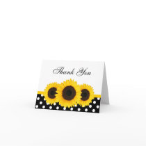 Sunflower White and Black Polka Dot Thank You