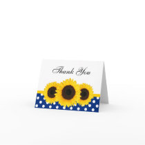 Sunflower White and Blue Polka Dot Thank You