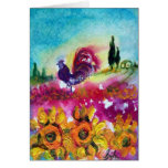 SUNFLOWERS AND BLACK ROOSTER CARD
