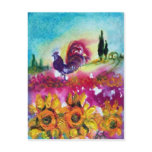 SUNFLOWERS AND BLACK ROOSTER postcards