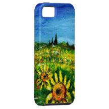 SUNFLOWERS AND COUNTRYSIDE IN TUSCANY