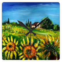 SUNFLOWERS AND COUNTRYSIDE IN TUSCANY