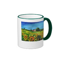 SUNFLOWERS AND COUNTRYSIDE IN TUSCANY COFFEE MUGS