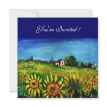 SUNFLOWERS AND COUNTRYSIDE IN TUSCANY, PERSONALIZED ANNOUNCEMENTS