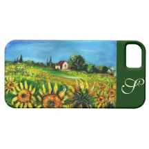 SUNFLOWERS AND COUNTRYSIDE IN TUSCANY MONOGRAM