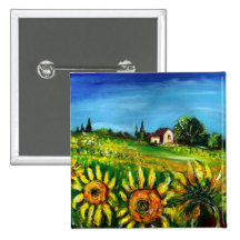 SUNFLOWERS AND COUNTRYSIDE IN TUSCANY PINS