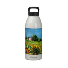 SUNFLOWERS AND COUNTRYSIDE IN TUSCANY DRINKING BOTTLES