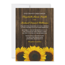 Sunflowers Barn Wood Wedding Invite