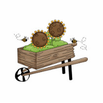 Sunflowers in Wheel Barrel Photo Cutouts