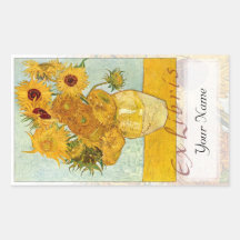 Sunflowers Large Book Plate "Ex Libris" Rectangle Sticker
