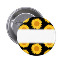 Sunflowers Pattern on Black. Button