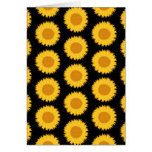 Sunflowers Pattern on Black. Card