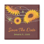 Sunflowers Save The Date Wedding Announcement 2 magnets