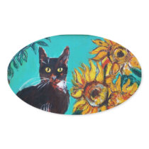 SUNFLOWERS WITH CAT ,Sticker