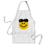 Sunglasses perched on top of head smiley face aprons